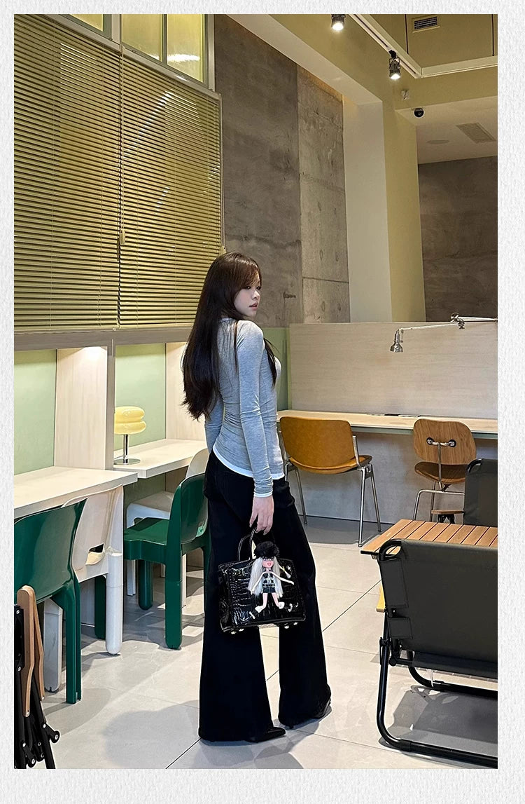 Popchee Low-rise Wide-leg Slim Jeans