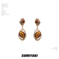 SUMIYAKI Retro Tiger's Eye Long Earrings
