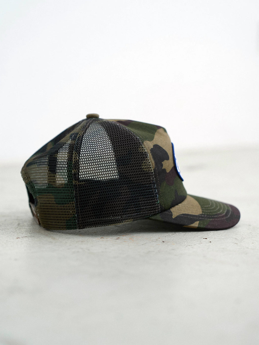 SWFI Embroidered Seam Label Camouflage Mesh Flat Edge Baseball Cap
