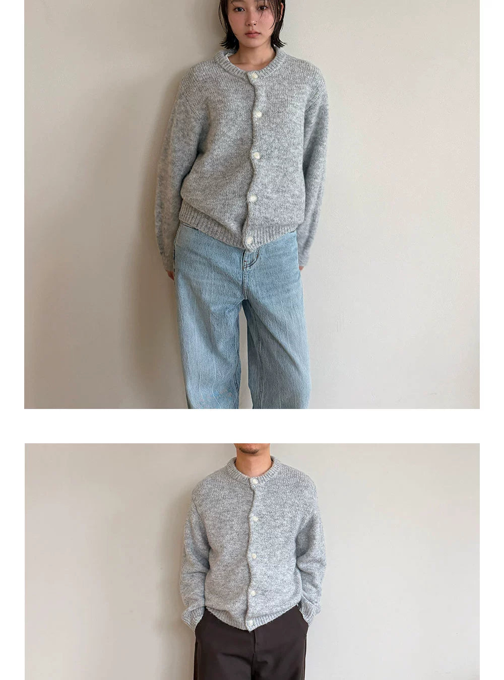 Anniehall Temperament Retro Wool Crew Neck Cardigan Sweater