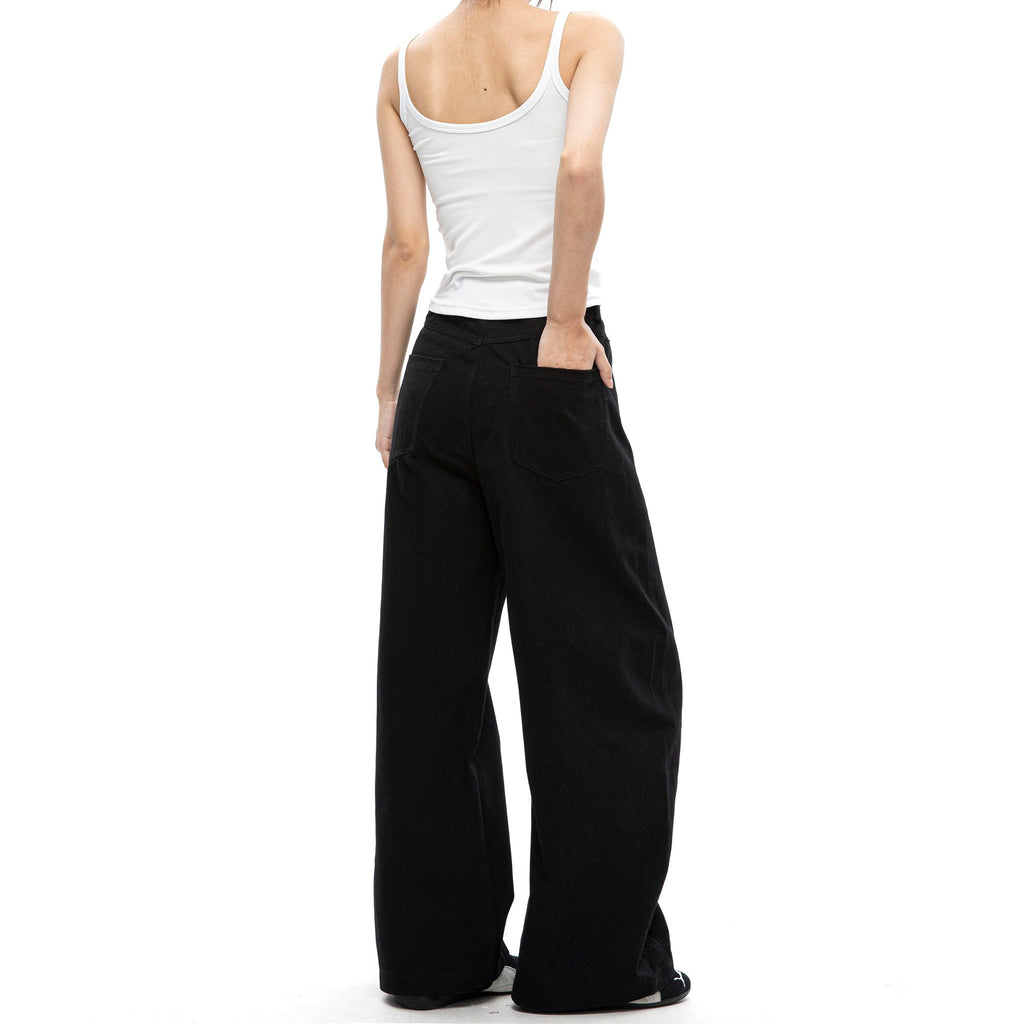 ICH MODE Loose Bf Straight-leg Pants High Waist Wide Leg Trousers