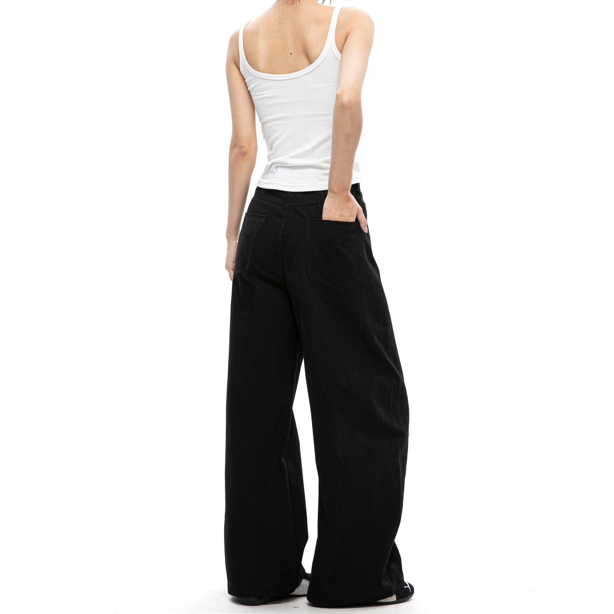 ICH MODE Loose Bf Straight-leg Pants High Waist Wide Leg Trousers