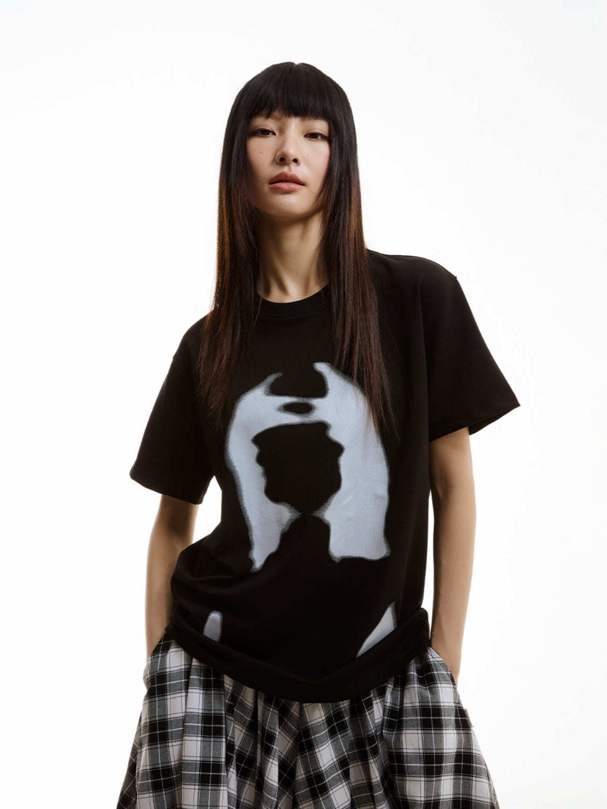 FUNKYFUN Blur Portrait Direct Injection Printing Tee