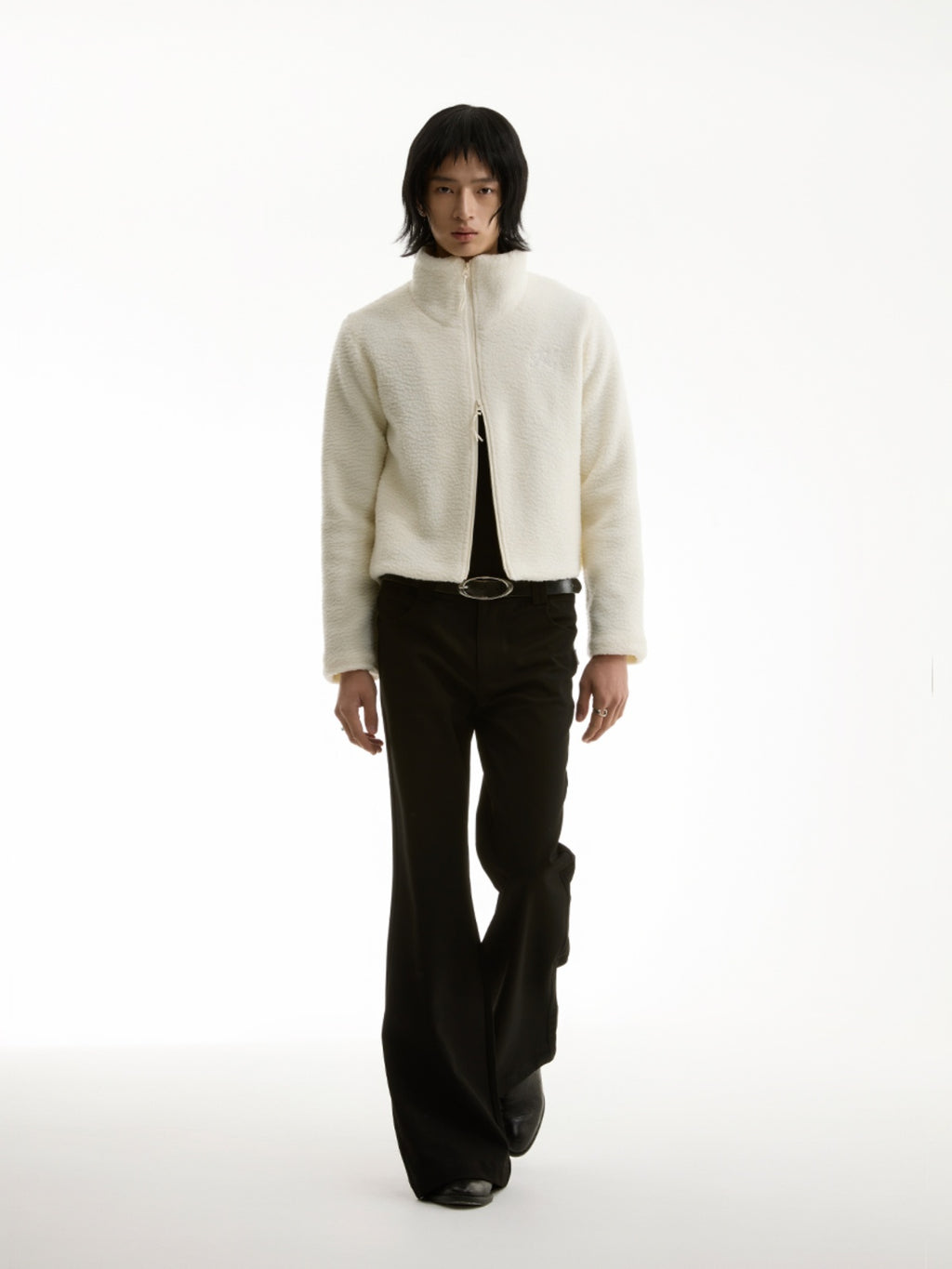 FUNKYFUN Short Fleece Stand-up Neck Zipper Jacket