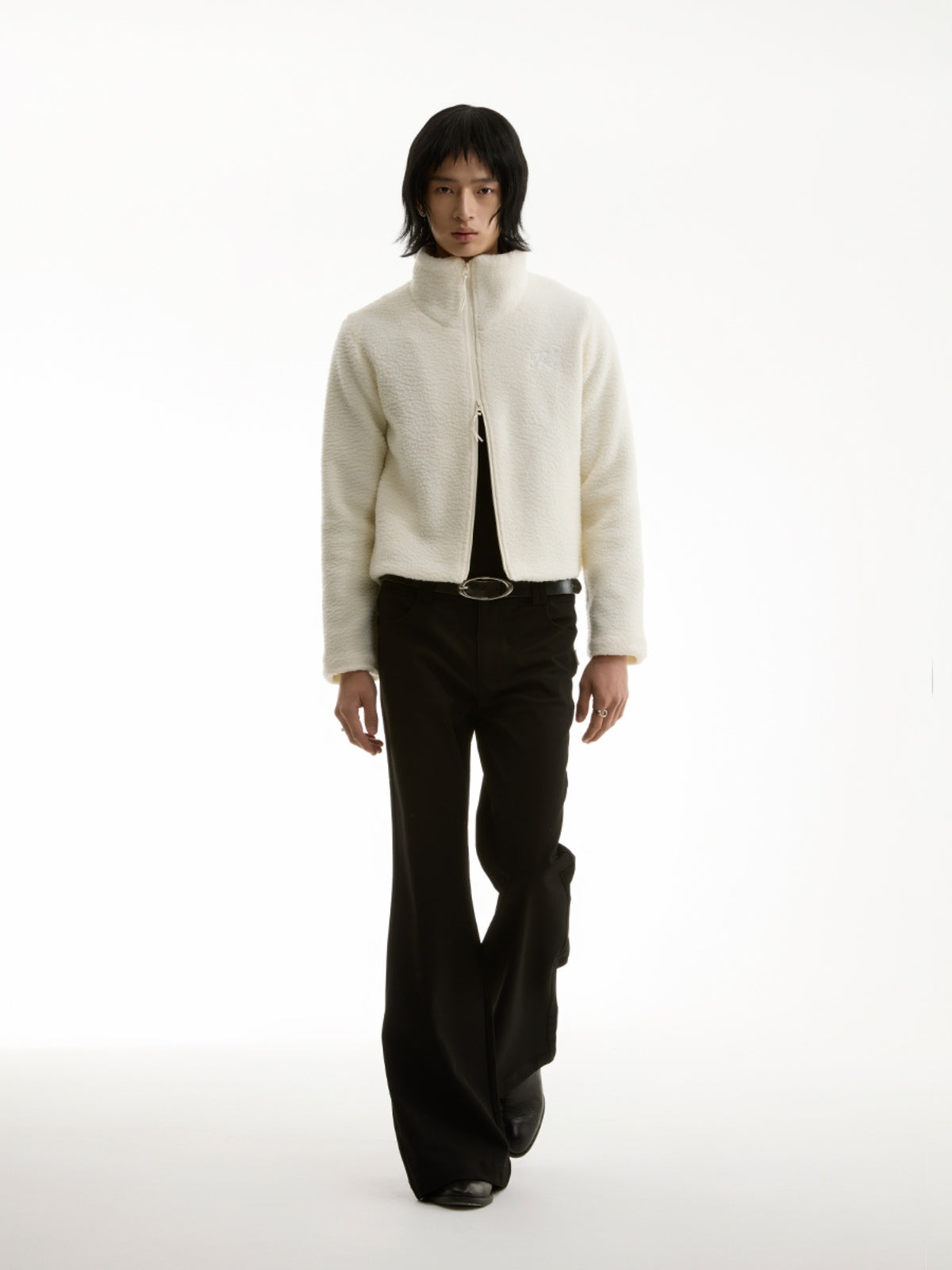 FUNKYFUN Short Fleece Stand-up Neck Zipper Jacket