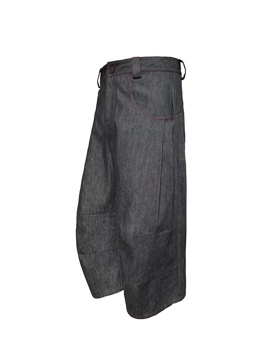 JCAESAR Red Line Pleated Cropped Pants