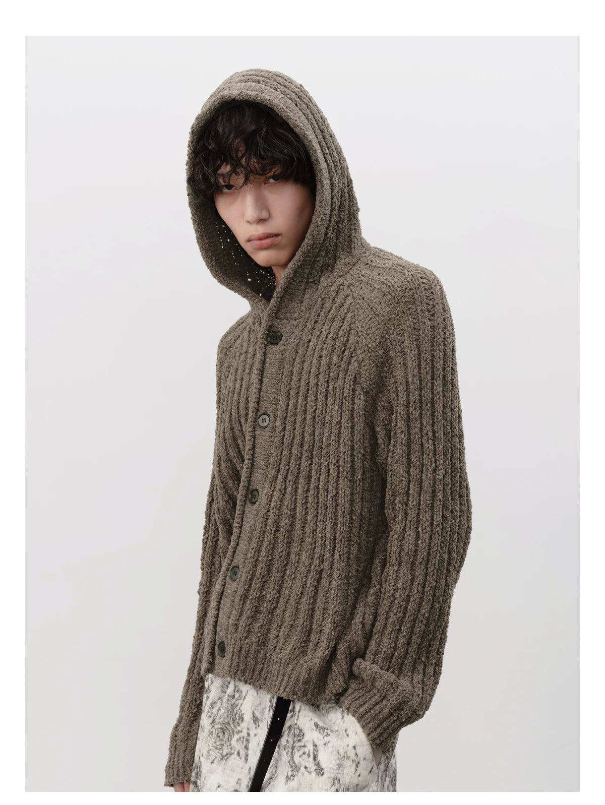 JCAESAR STUDIO Thick Pit Strip Knitted Hooded Sweater