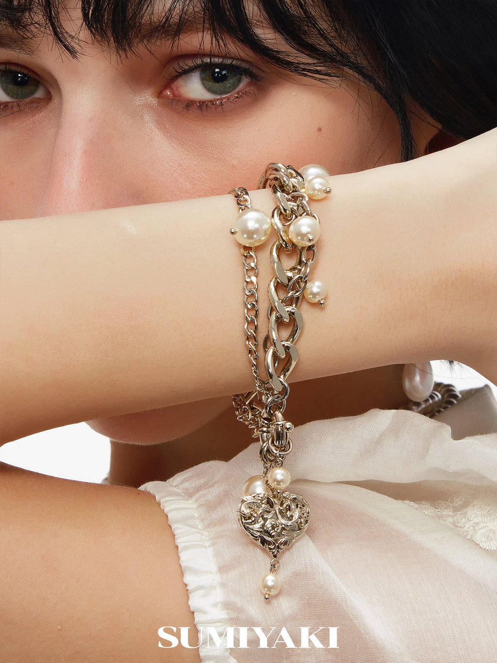 SUMIYAKI Double-sided Relief Love Pearl Bracelet