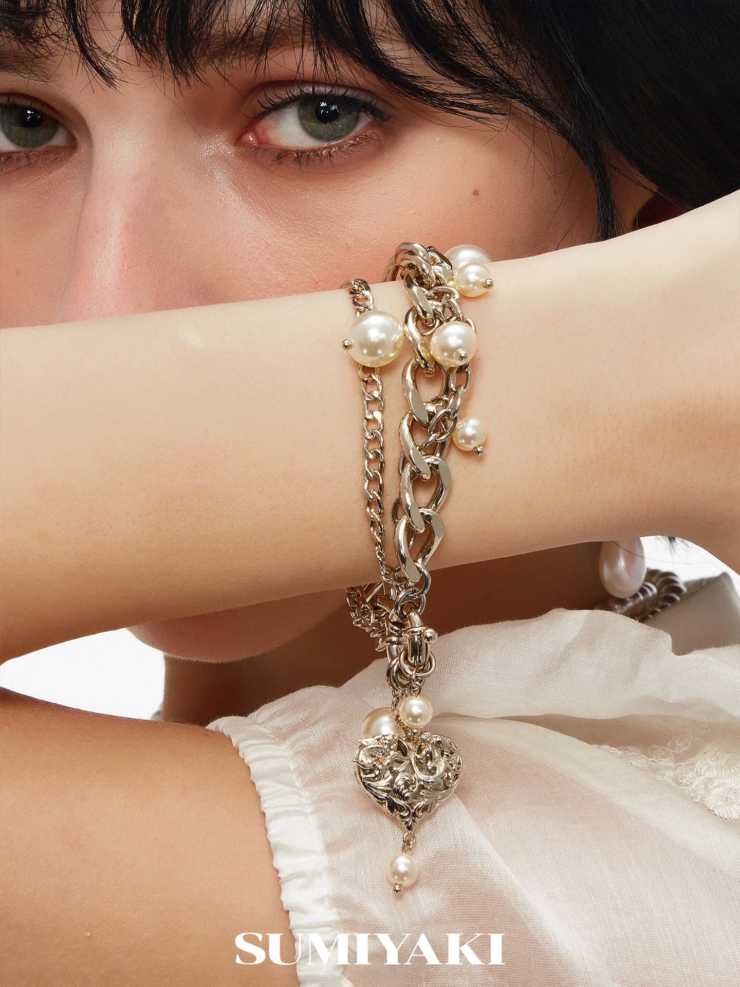 SUMIYAKI Double-sided Relief Love Pearl Bracelet