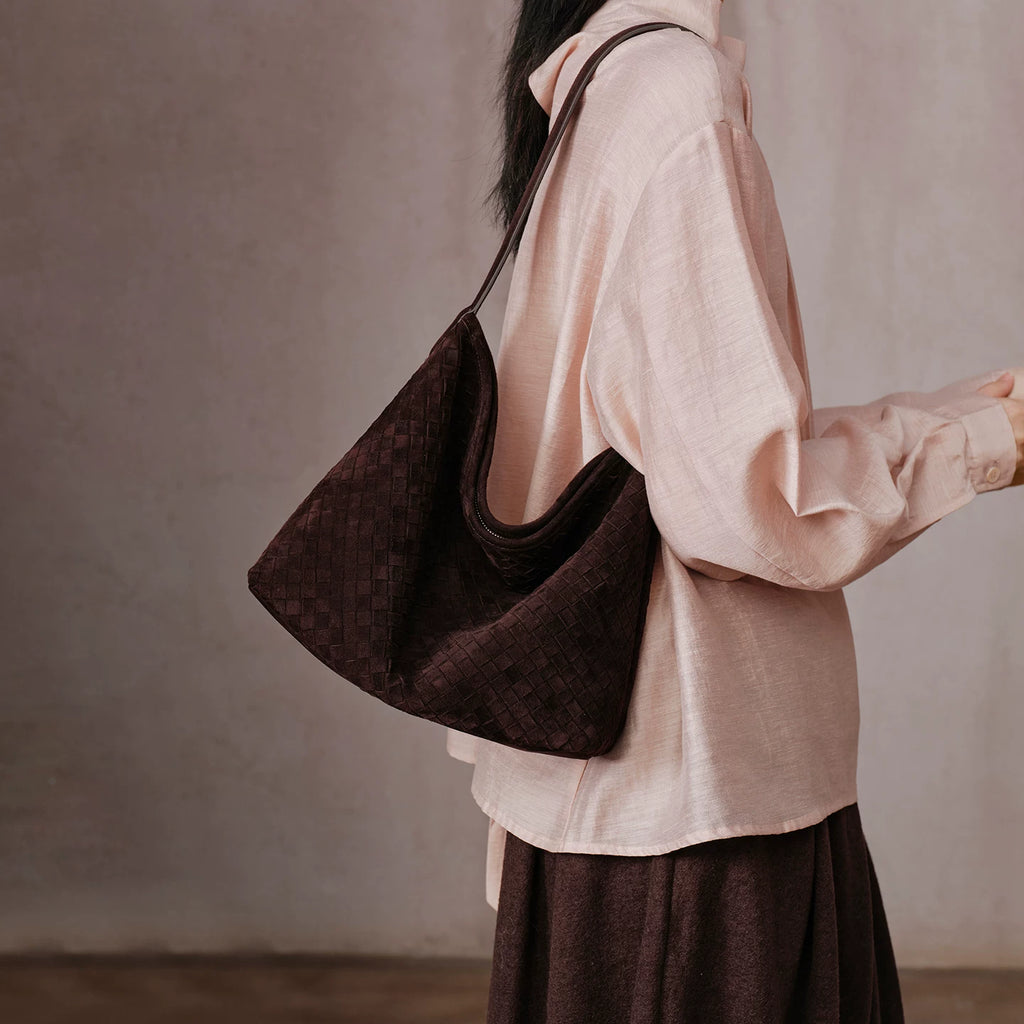 AVALEA Vintage Suede Woven Tote Bag