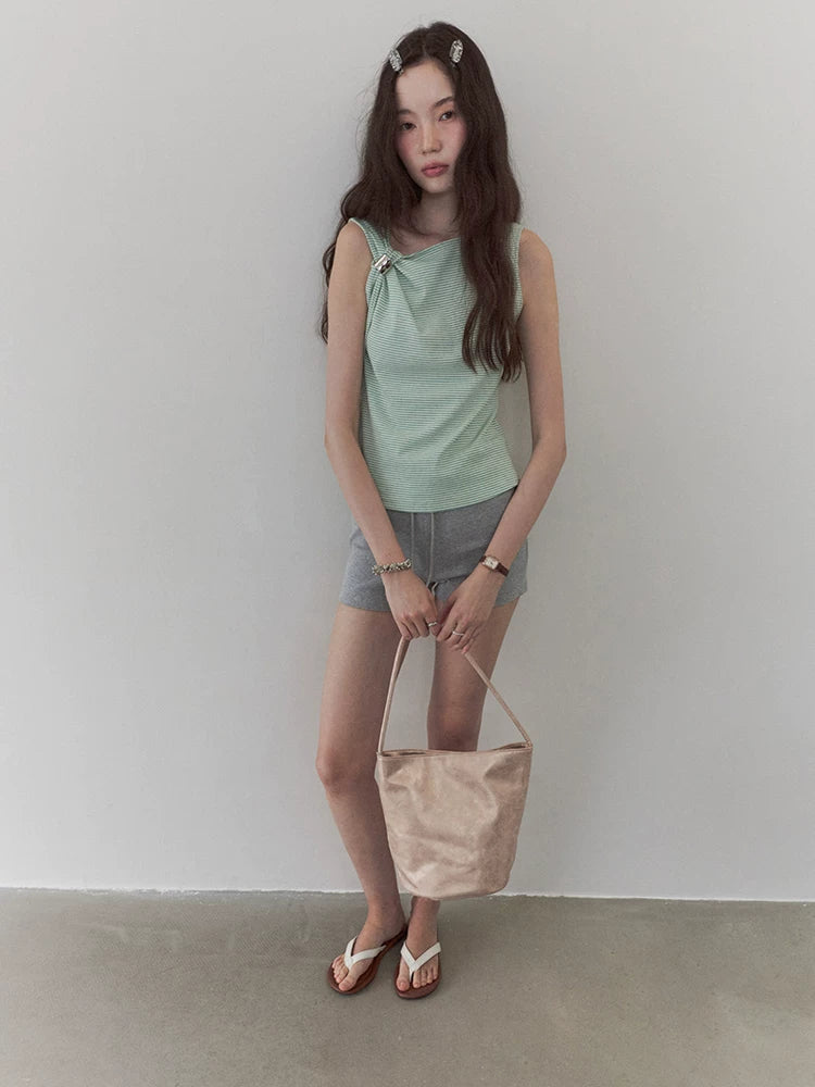 VOOE Irregular Kink Contrasting Striped Vest