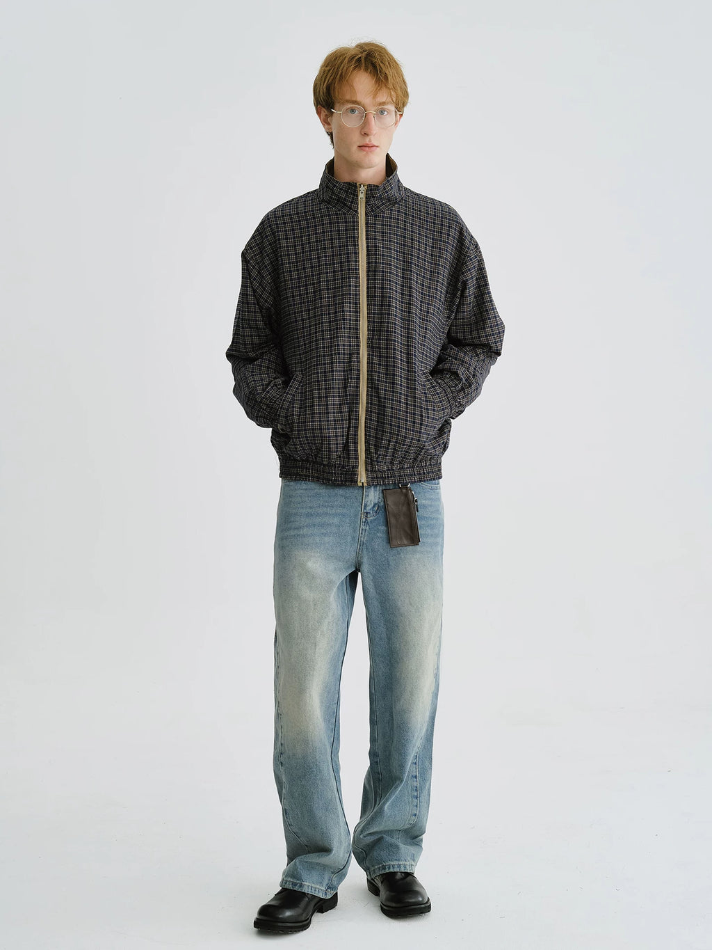 LIVINGTOWN Vintage Stand Collar Versatile Reversible Plaid Jacket