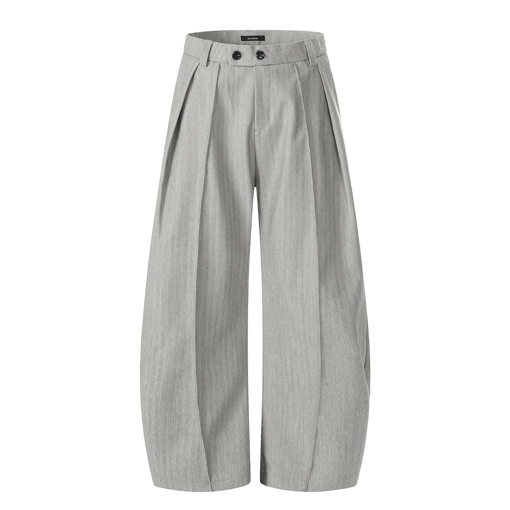 11KN Double Pleats A-Line Curved Leg Trousers