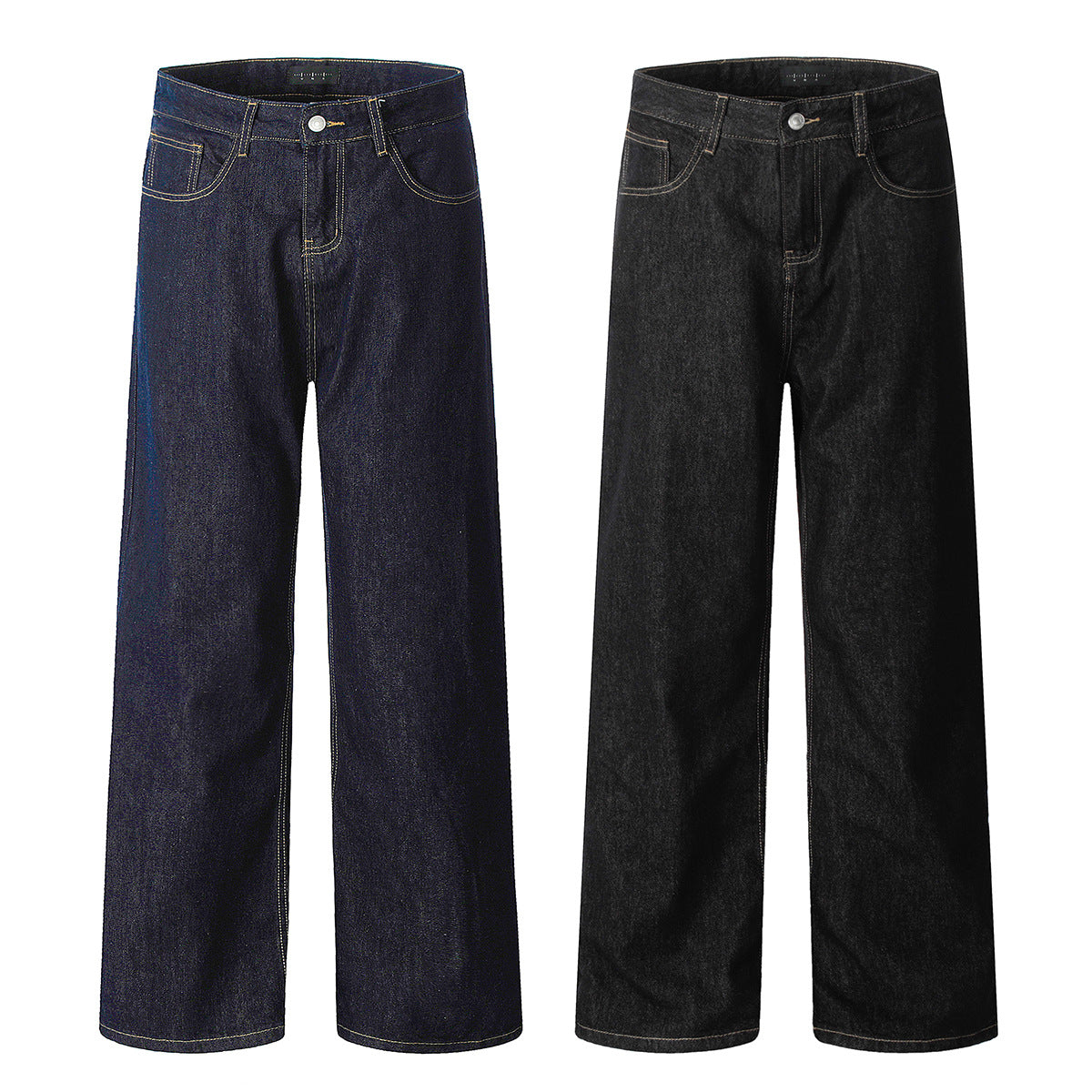 11KN American Retro Straight Washed Jeans for Loose High Street Cleanfit Long Pants