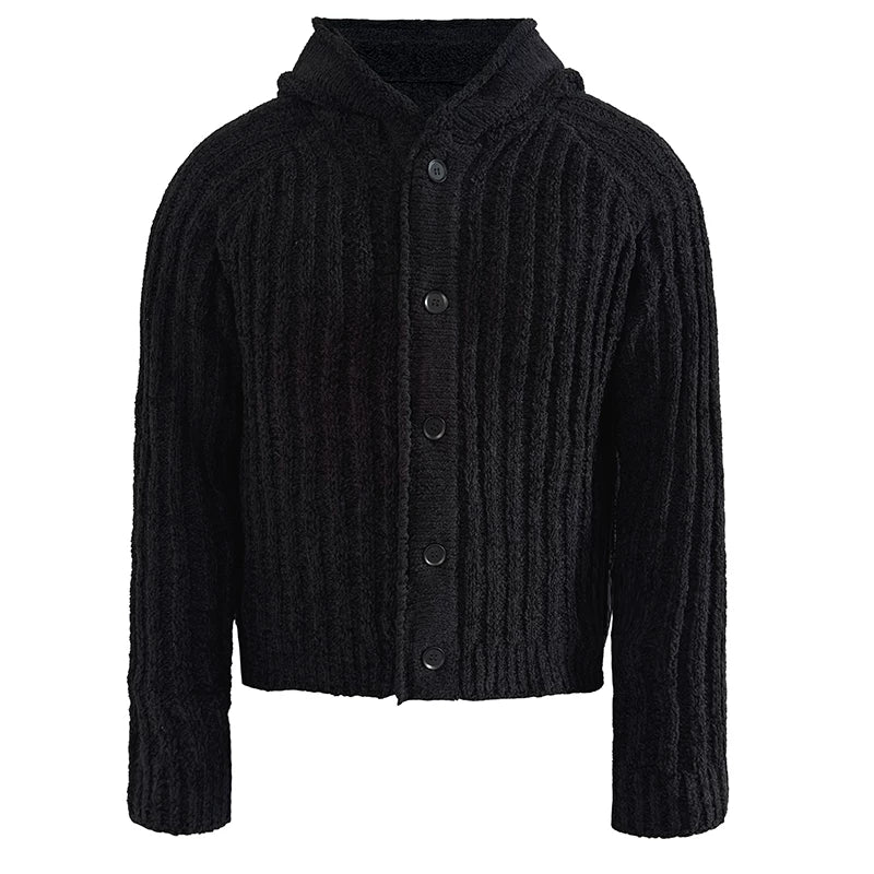 JCAESAR STUDIO Thick Pit Strip Knitted Hooded Sweater