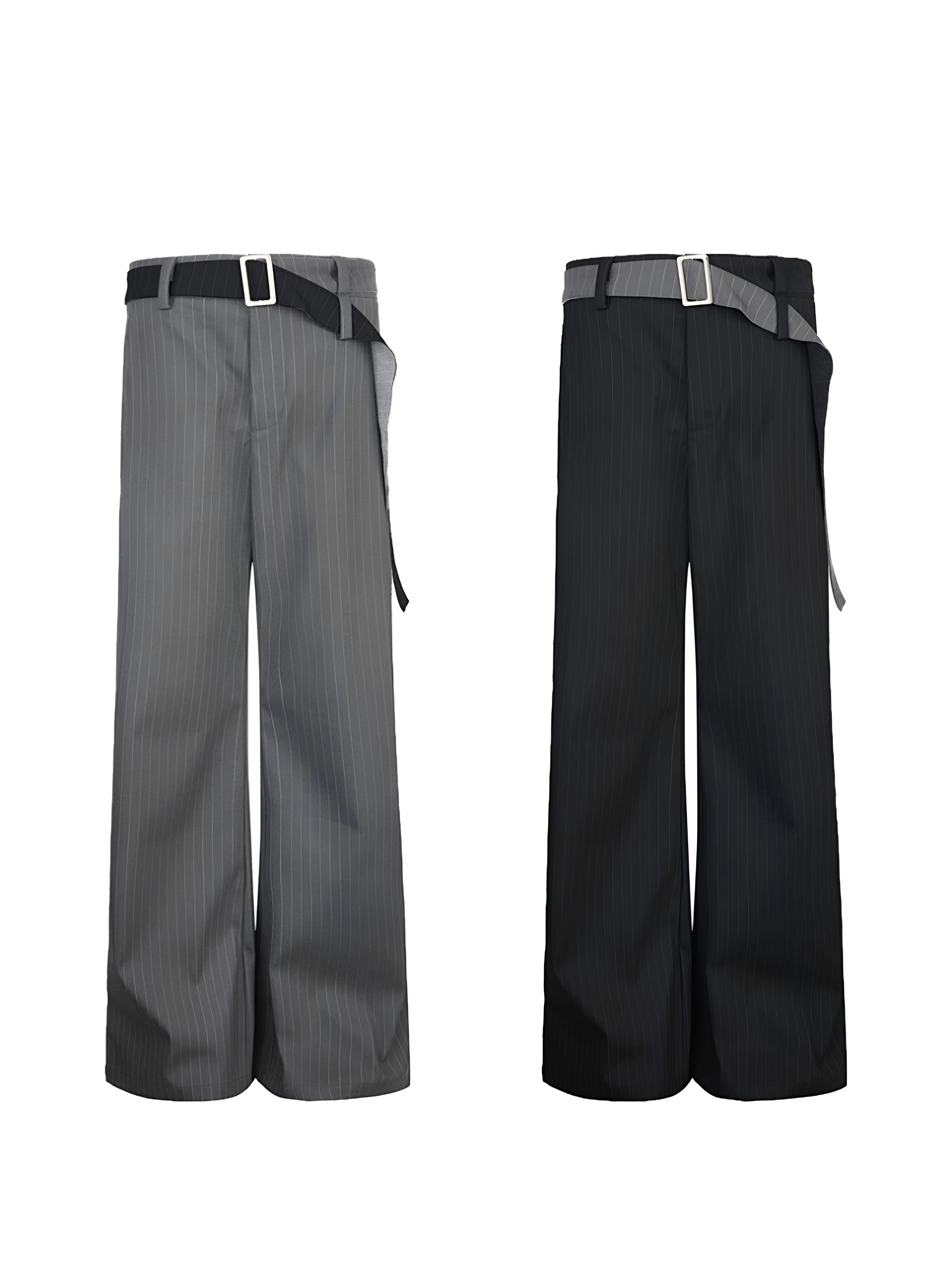 EME Striped Niche Loose Straight Thin Trousers