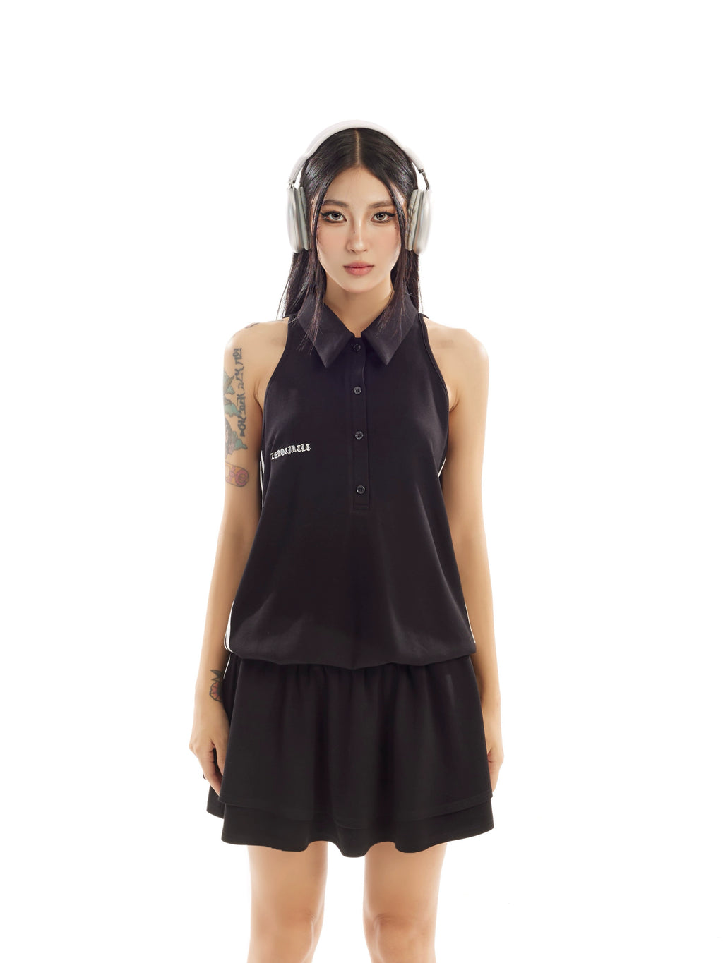 Zero Polo Neck Halter Dress