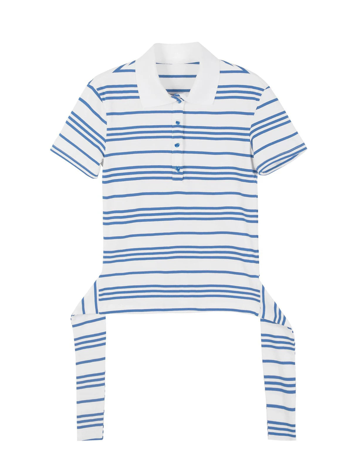 XUJING Waist Front Shoulder Striped Polo Shirt Tee