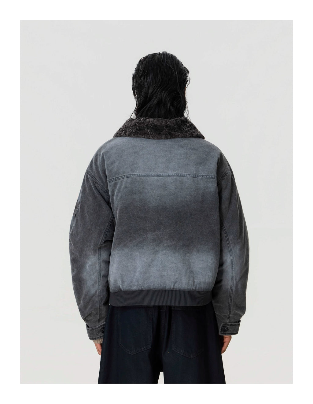 BTSG Lamb Wool Make Old Stand-up Collar Tooling Jacket