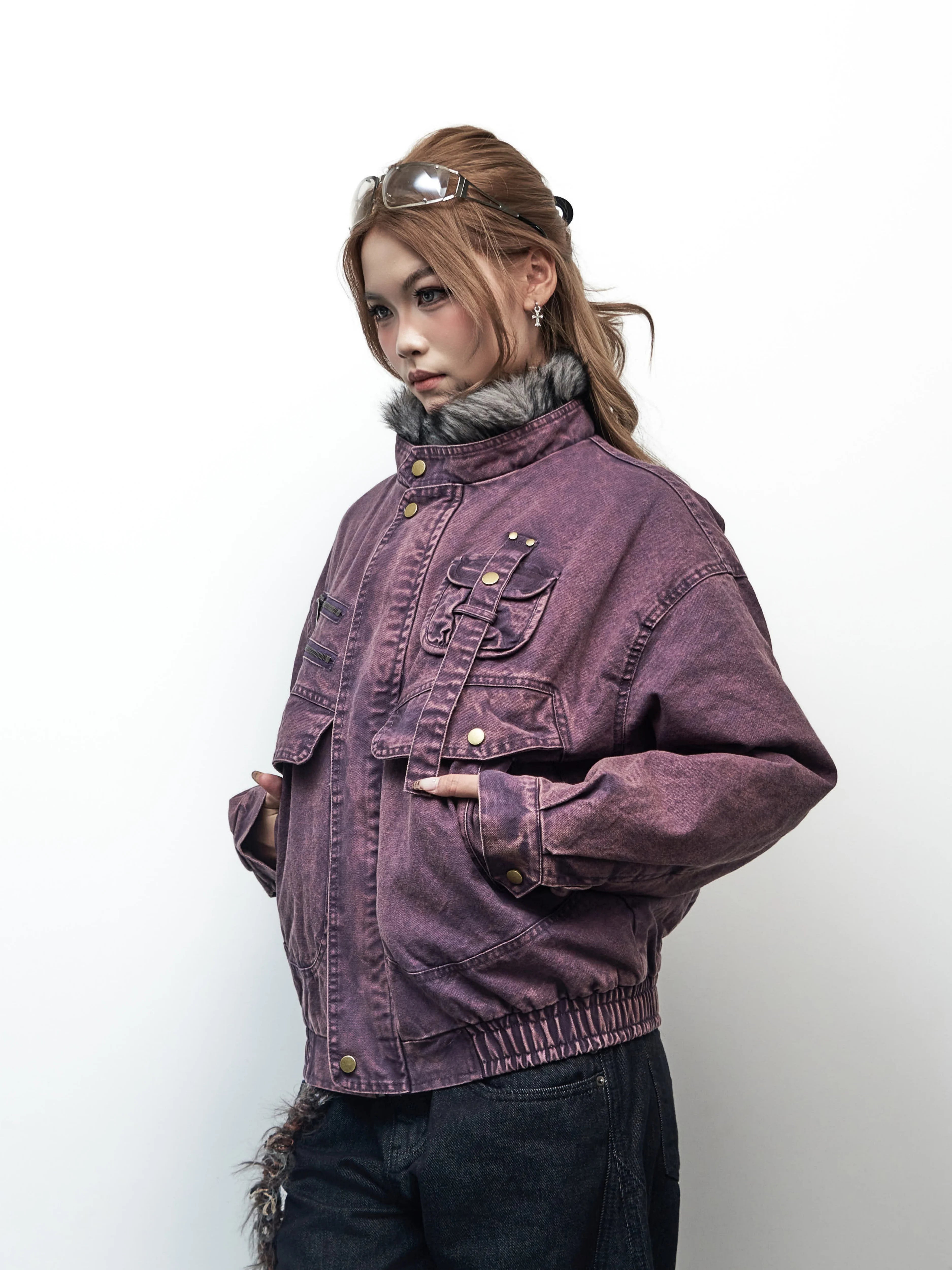 Saimt Retro Stand Collar Workwear Jacket
