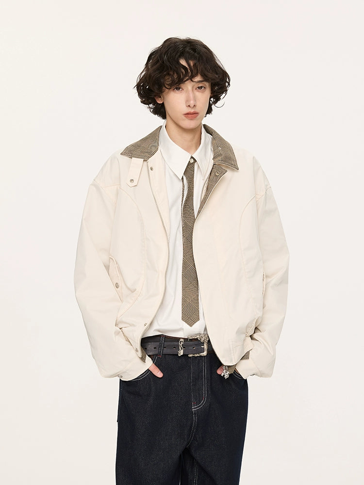 KREATE Plaid Thousand Bird Plaid Stand-up Collar Jacket