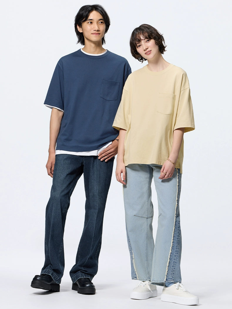 GU Color Matching Barrel Denim Scimitar Pants