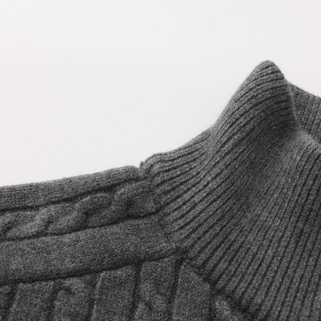 KNITRIOT Twisted Rope Twisted Turtleneck Simple Knitted Sweater
