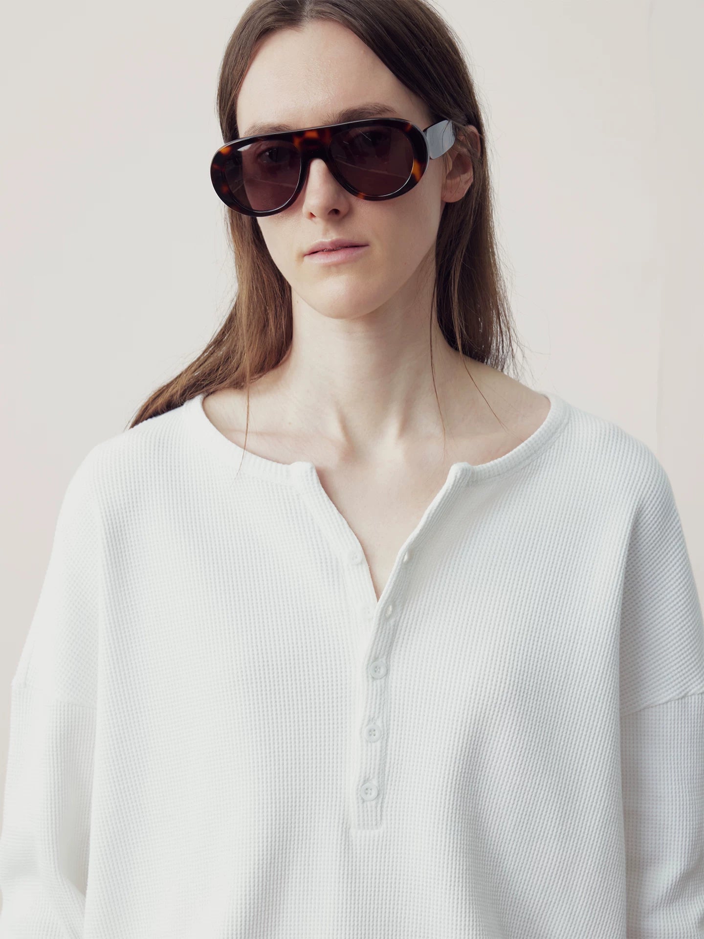 COLN Waffle-breasted Henry-neck Sweater