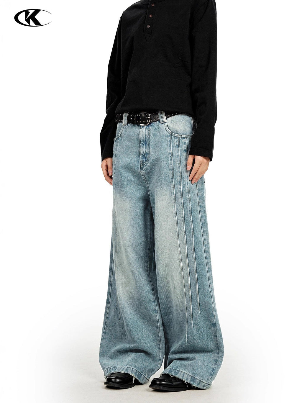 11KN Retro Loose Pleated Three-dimensional Thin Wide-leg Jeans