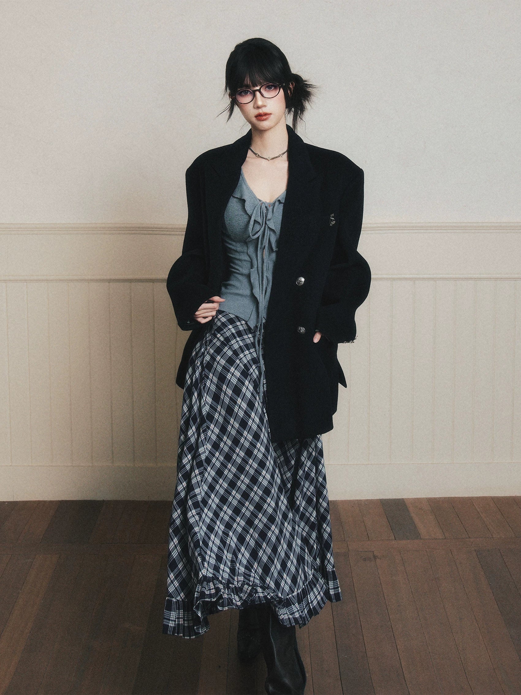 LULUSWINGS Vintage College Plaid A-shaped Skirt