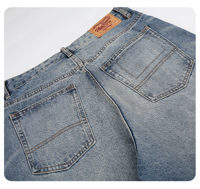 11KN Retro Loose Ripped Straight Mopping Jeans