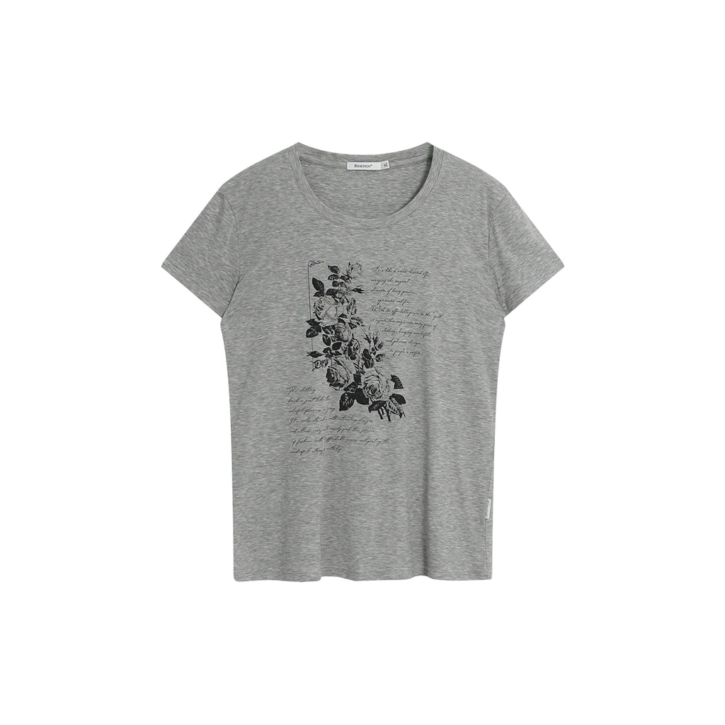 FUNKYFUN Flower Slogan Printing Comfortable Soft Skin Tee