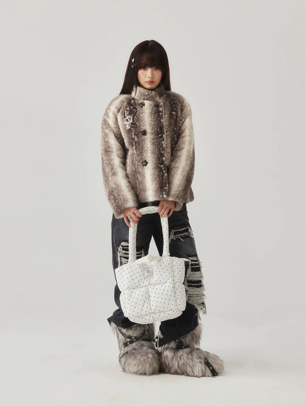 Eeee Faux Fur Breasted Plush Jacket