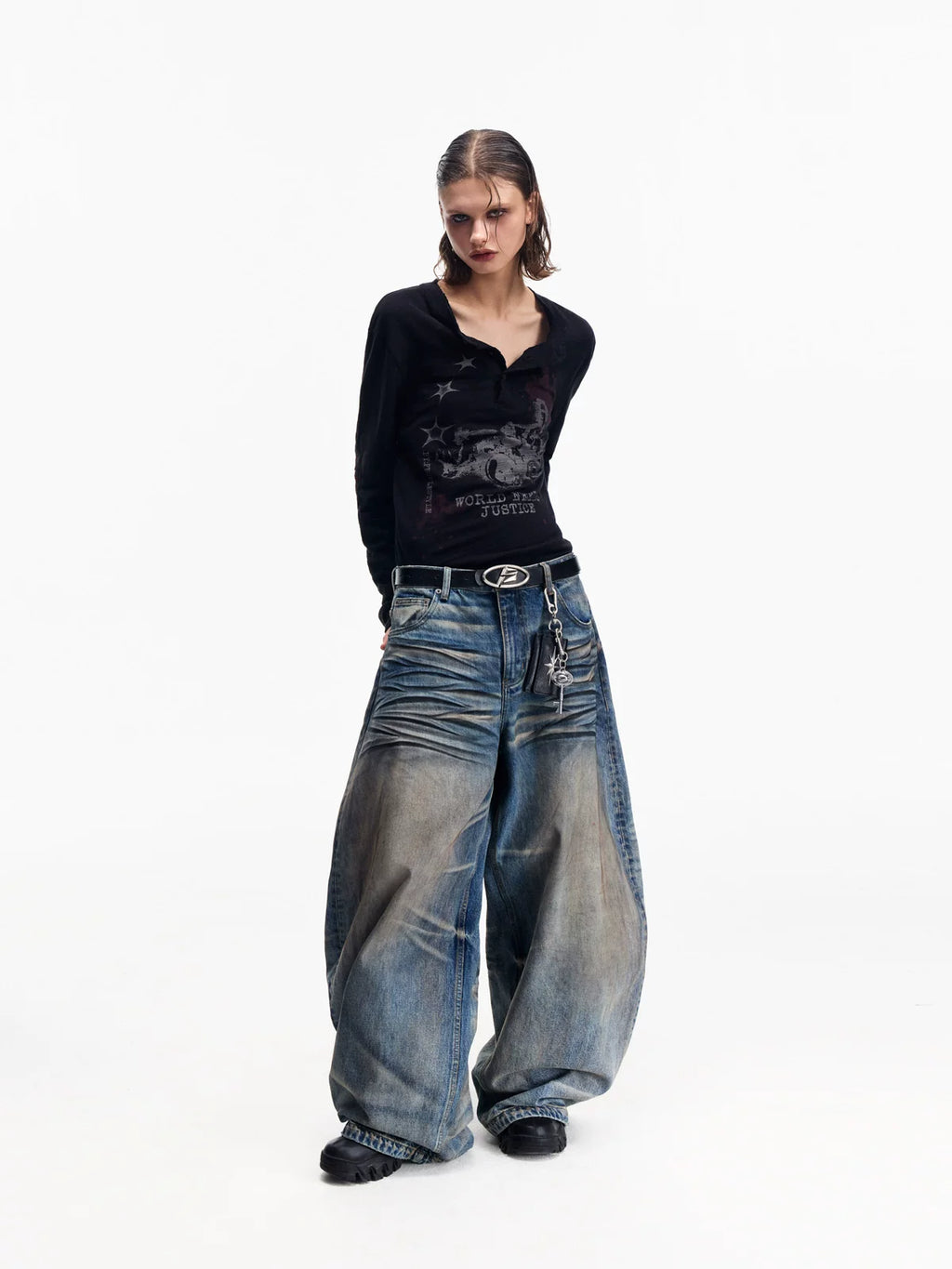 PEOPLESENSE Vintage Wear Resistant Loose Wide Leg Pants