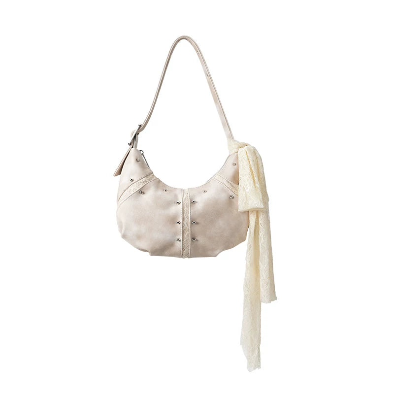 Acynmixx Lace Leather Large Capacity Shoulder Crossbody Bag