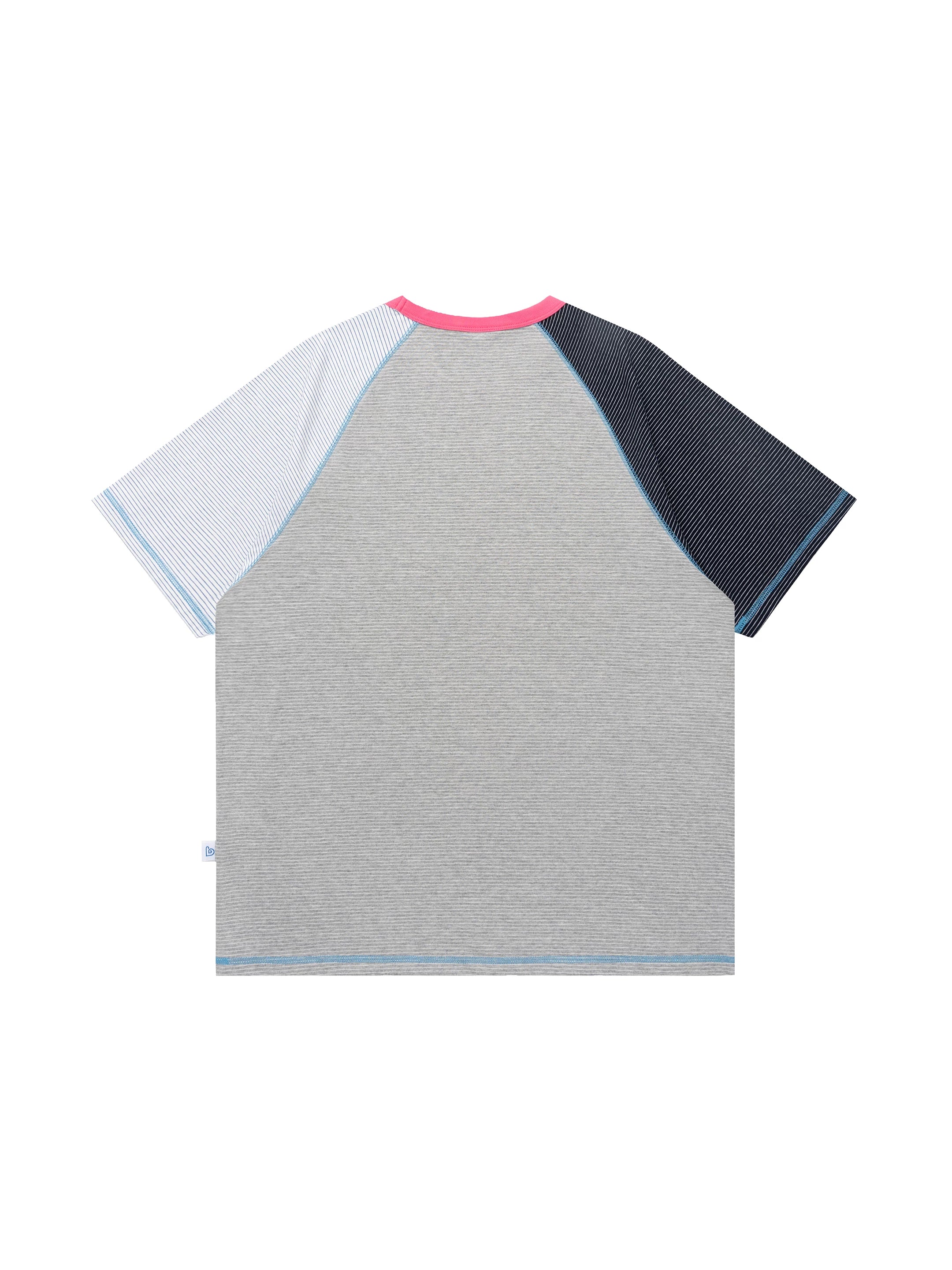 BENT IDEA Irregular Striped Color Matching Shoulder Tee