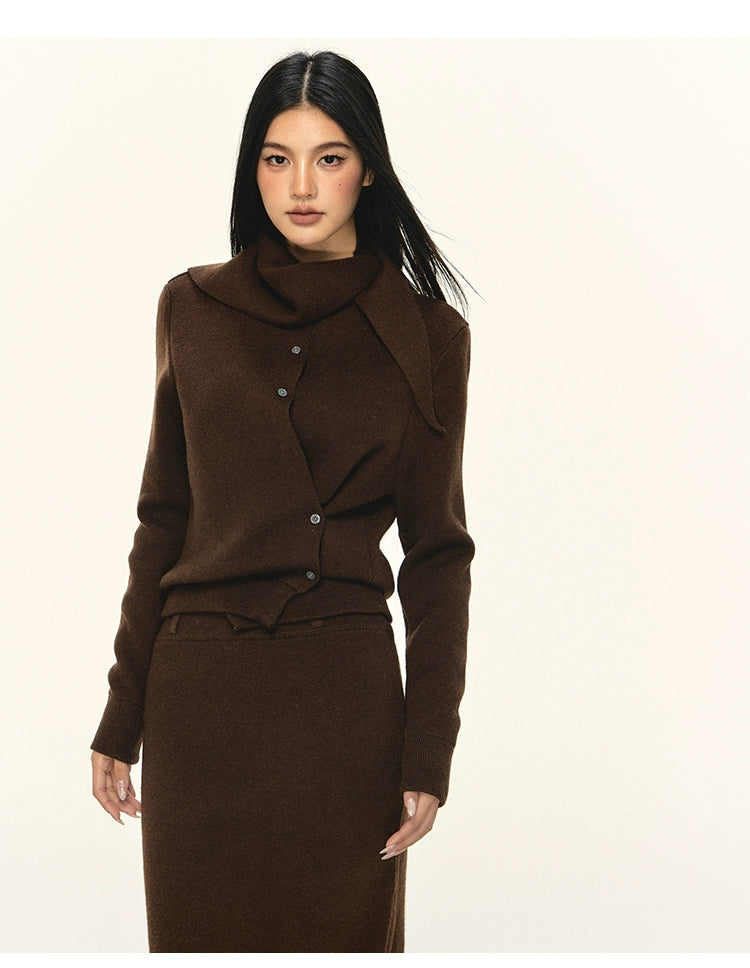 Anna Aneae Sweater Cardigan Knitted Skirt Set