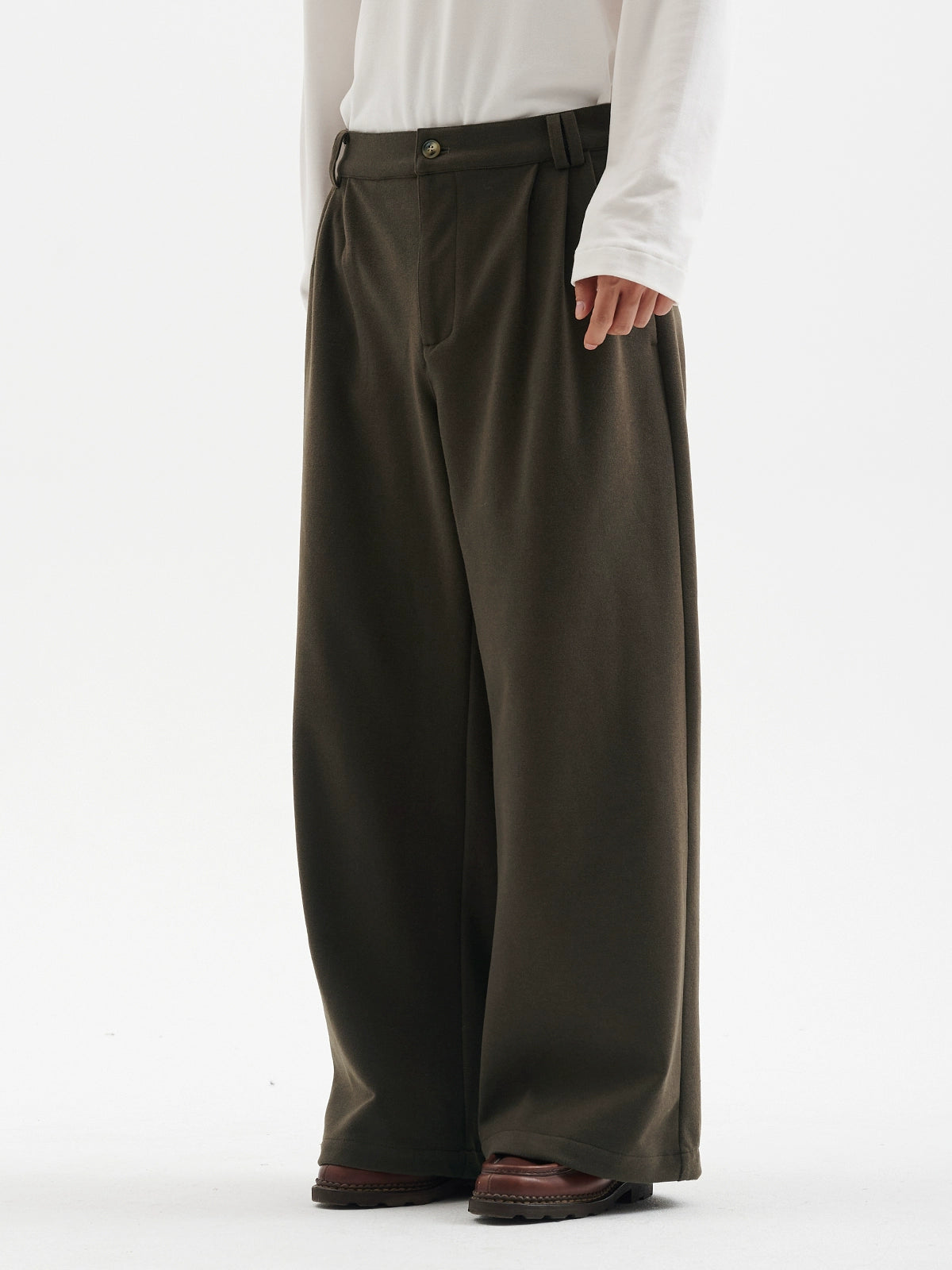 (Clearance) BUTTBILL Vintage Woolen Wide-leg Slacks