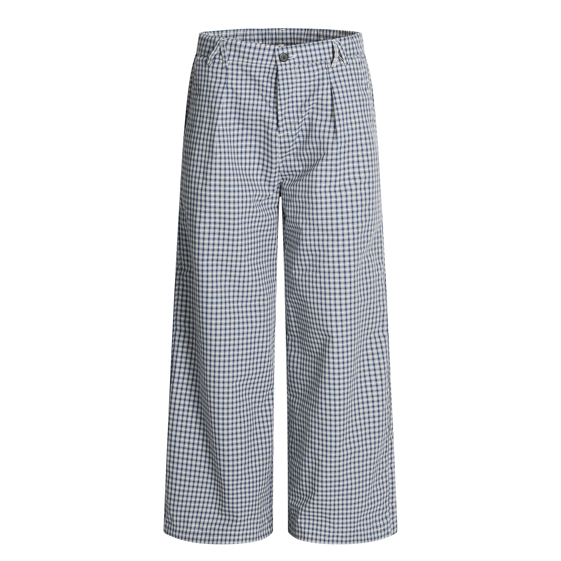 11KN Retro Pleated Plaid Versatile Straight Trousers