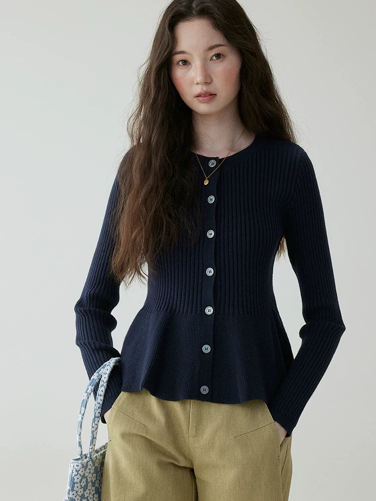 VOOE Waist and Thin Crew Neck Knitted Cardigan