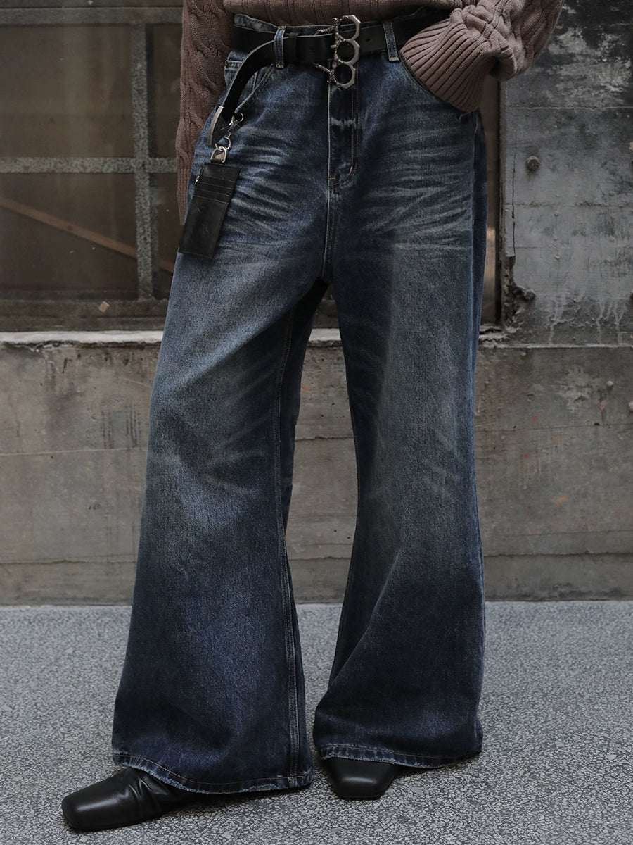JCAESAR Messy Water Ripple Straight Jeans