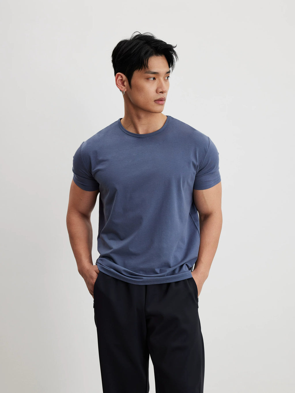 AFTERGLOW Crew Neck Front Shoulder Casual Tee