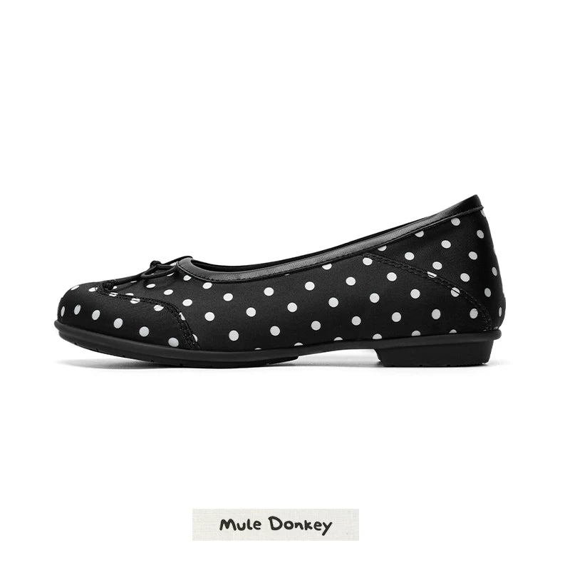 Donkey Retro Inner Heightening Polka Dot Single Shoes