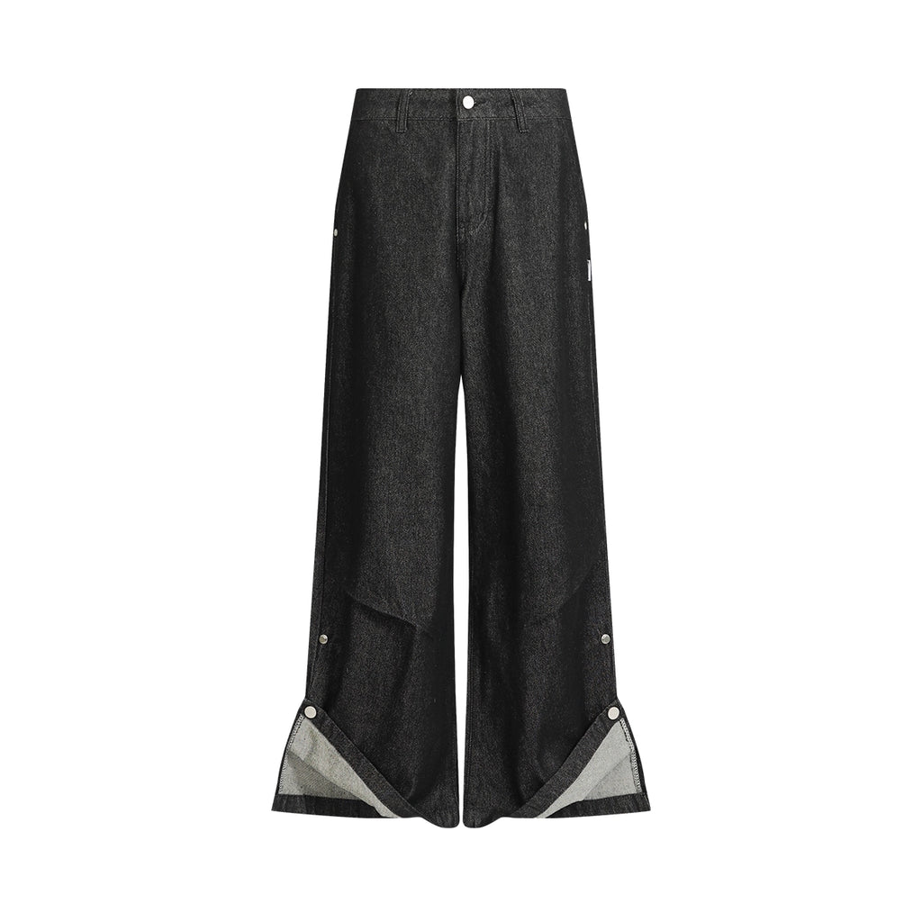 FUNKYFUN Adjustable Fold Pants Wide Straight Jeans