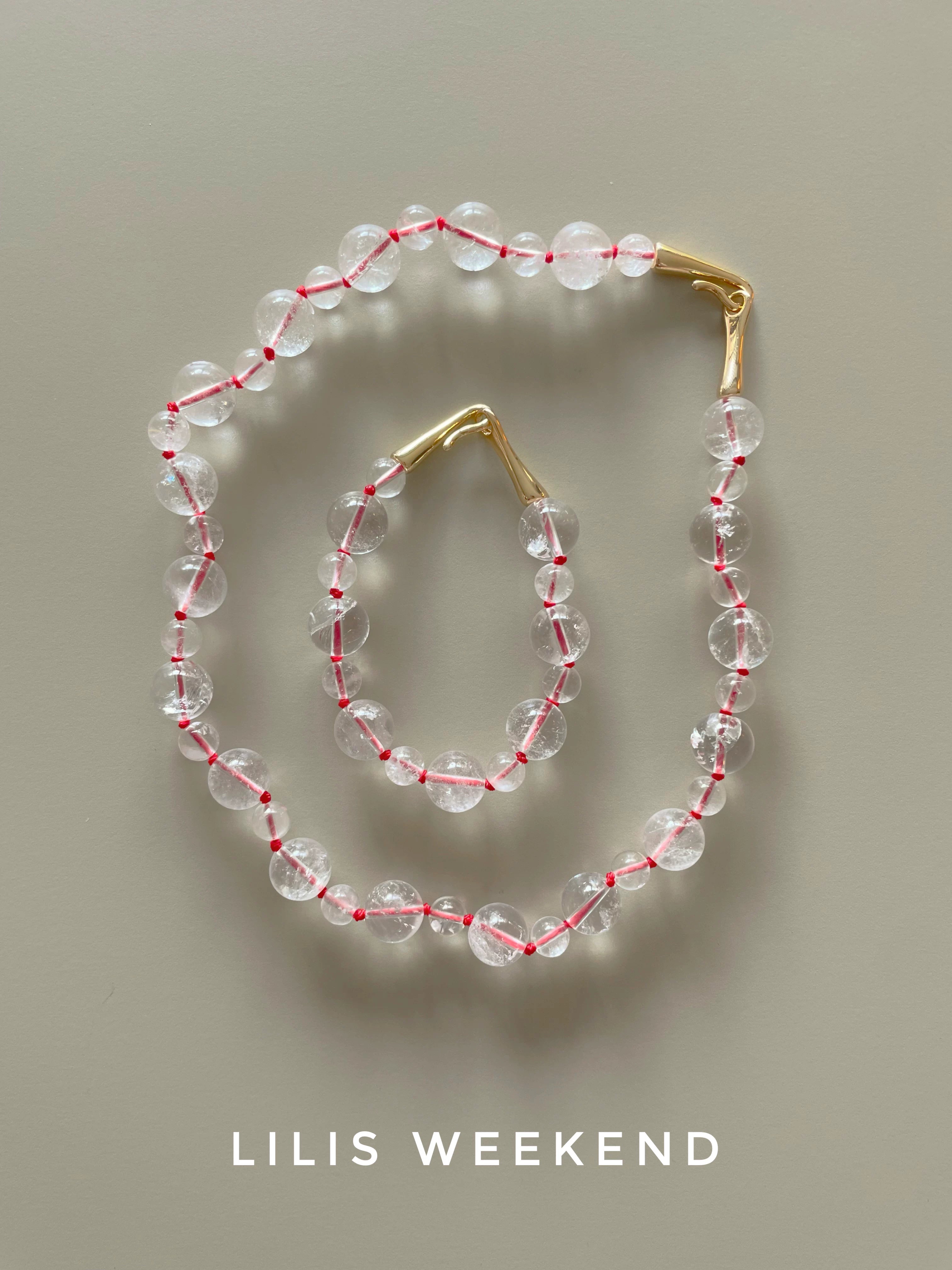 Lilis Weekend Red Rope Braided Handmade Beaded Necklace