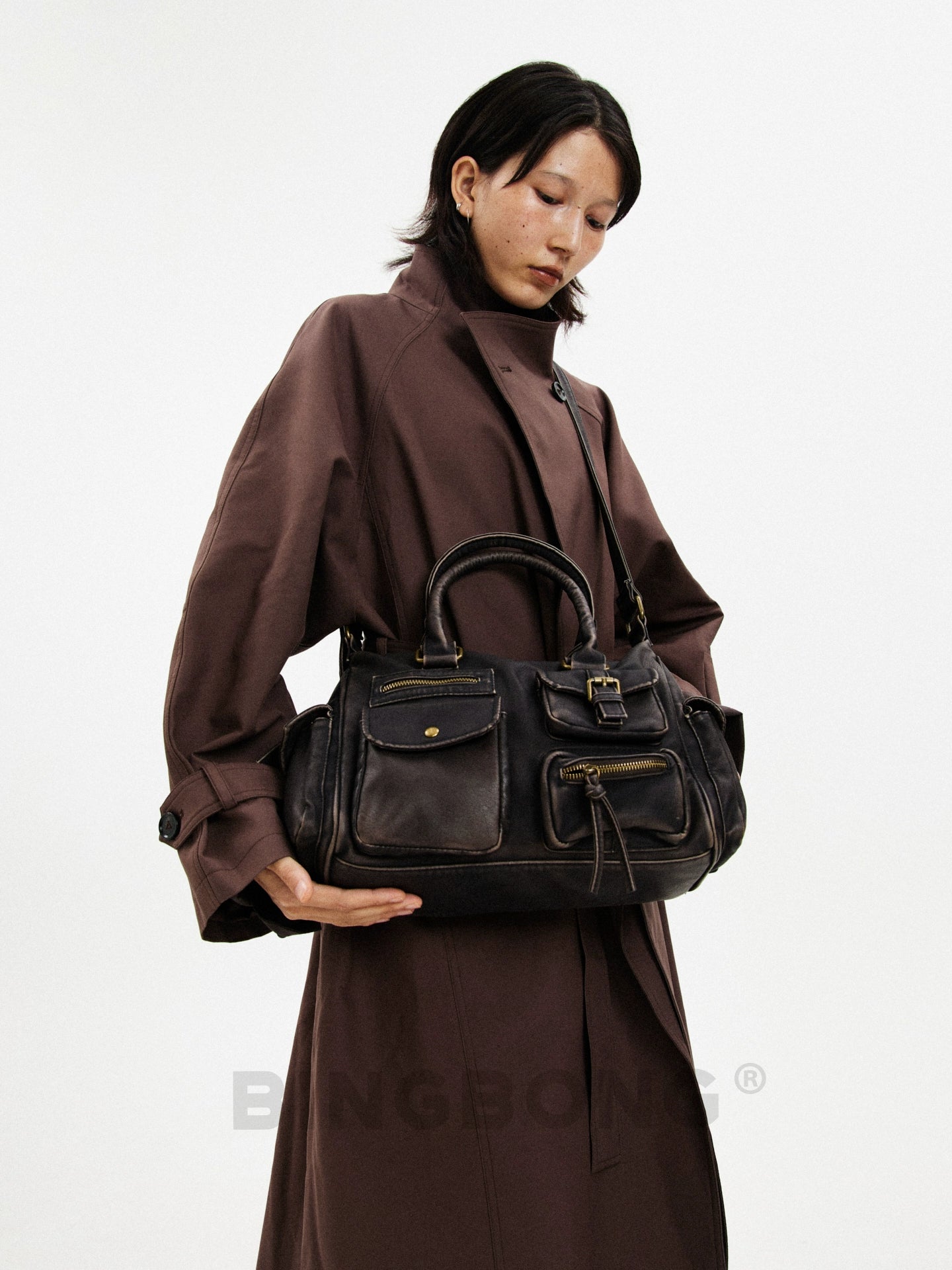 BINGBONG Retro Commuter Large Capacity Shoulder Messenger Bag