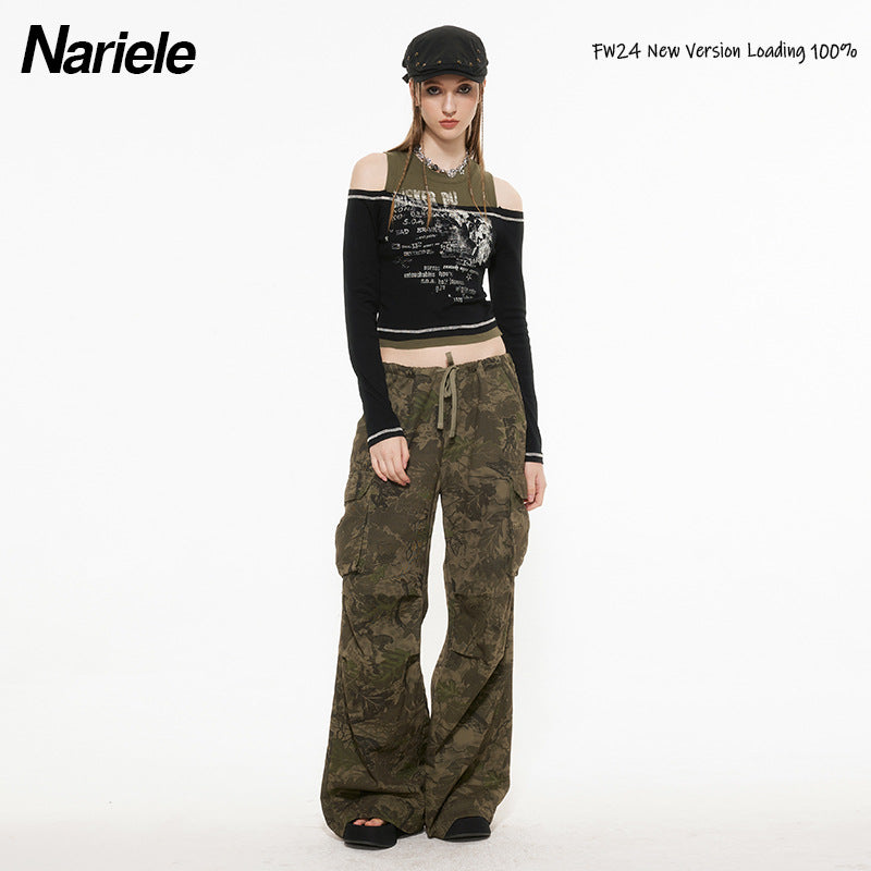 Nariele Babes Plaid Suspender Long Sleeve Top