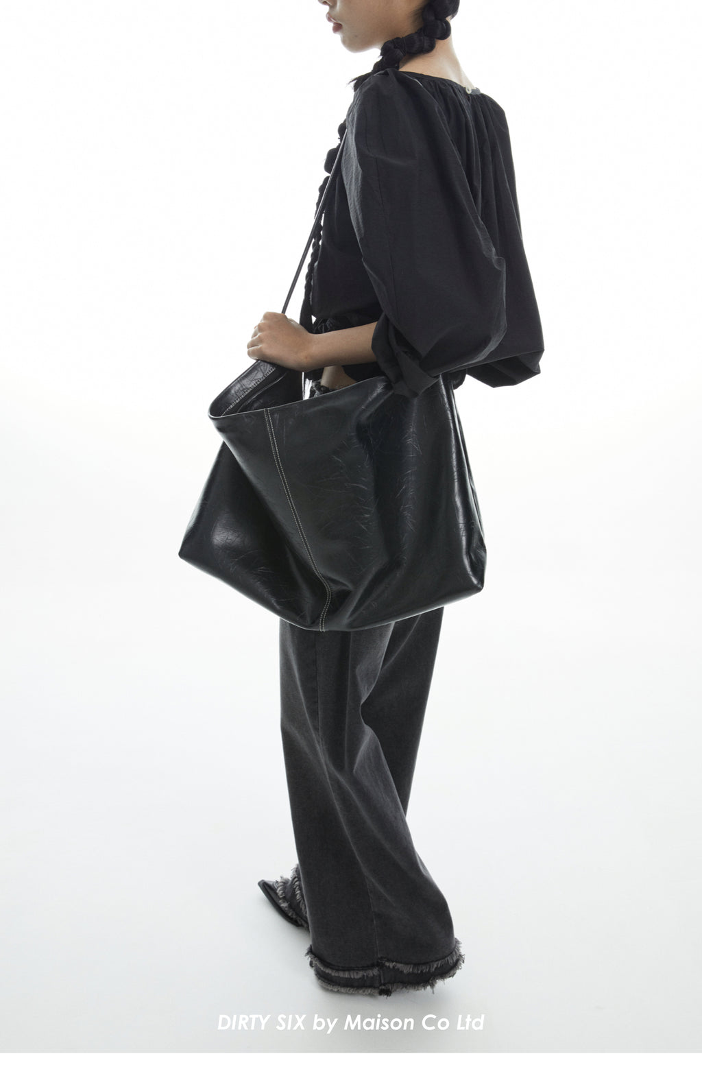 DirtySix Cow Leather Jill big pocket cowhide soft leather tote bag