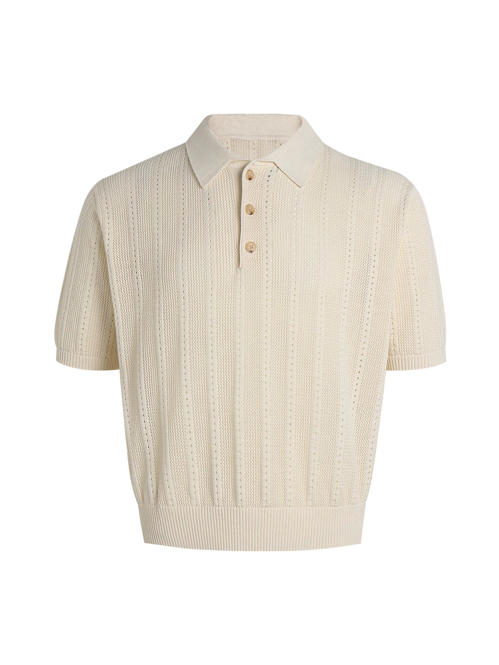 Set for life retro jacquard texture wide polo t-shirt