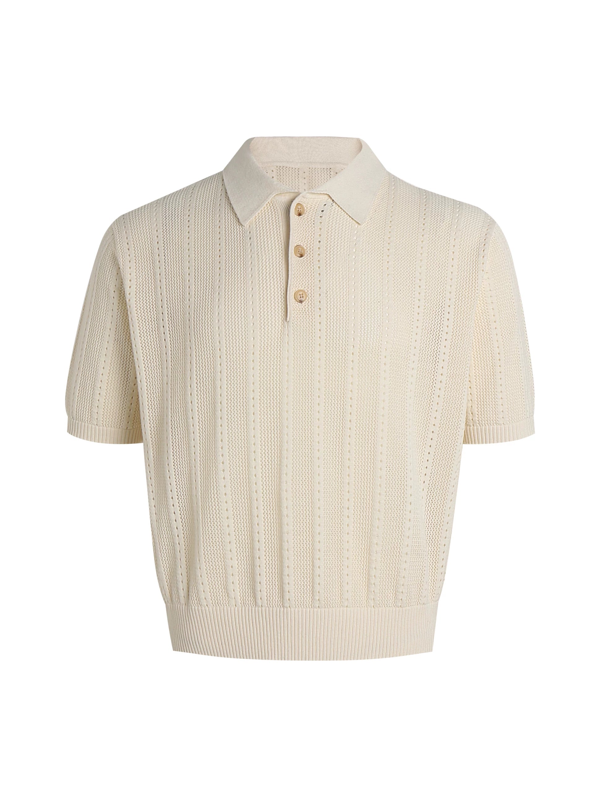 Set for life retro jacquard texture wide polo t-shirt